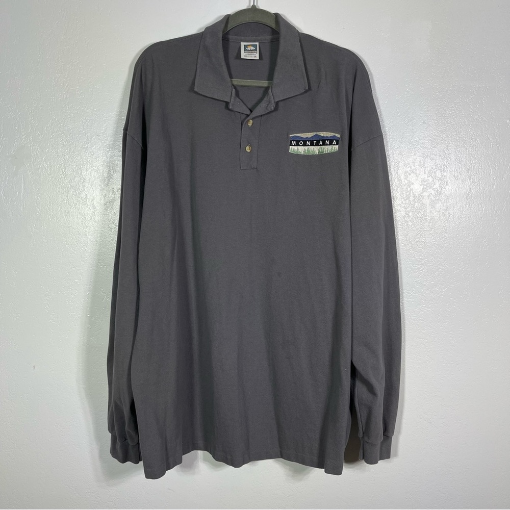 Cotton Deluxe. Long sleeve polo. Montana Embroidered logo. Size 2X.